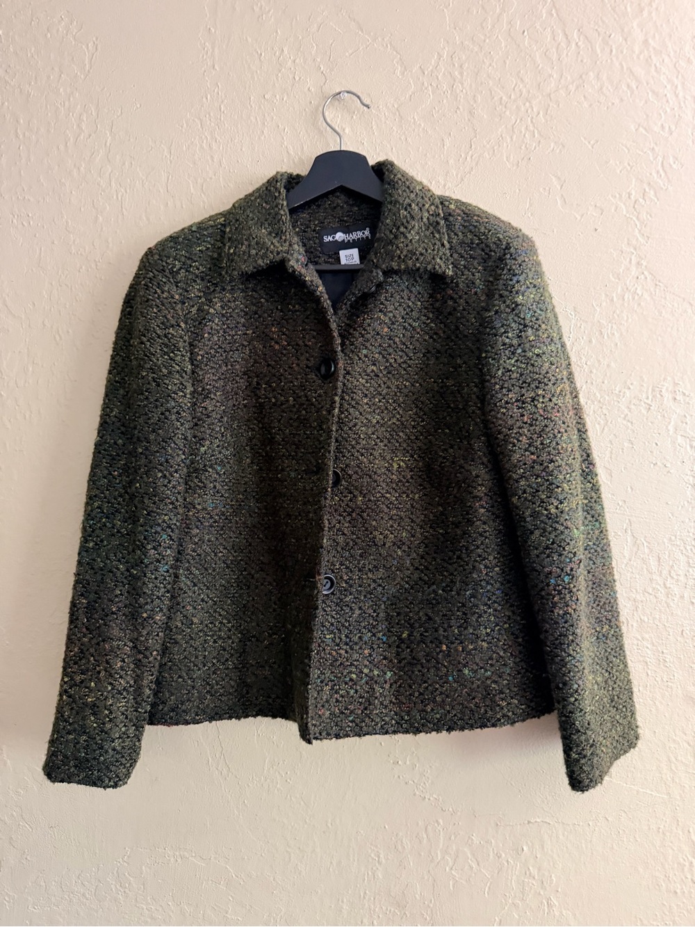 Sag Harbor Olive Green Tweed Blazer Jacket